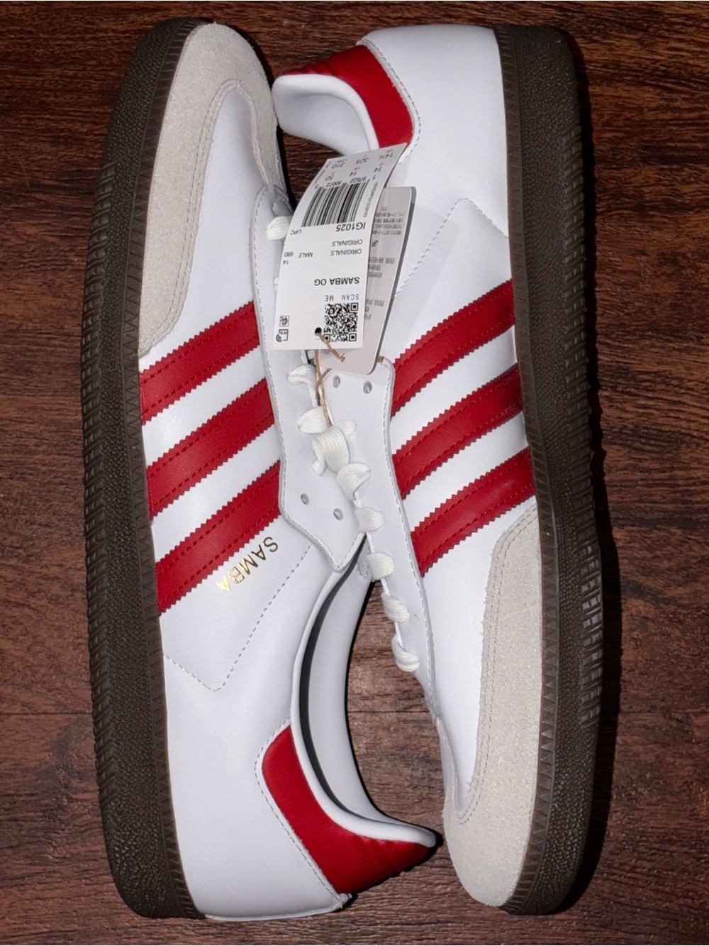 Adidas Samba OG White & Red Men's Sneakers with Gum Sole
